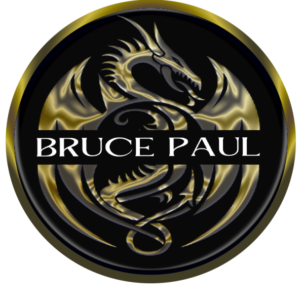 Bruce Paul logo, a golden dragon in a ring